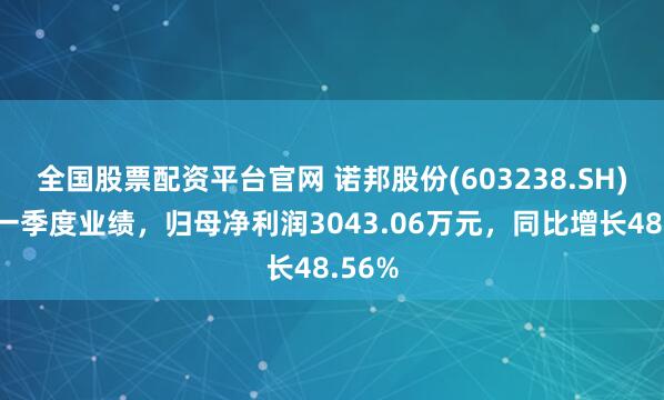 全国股票配资平台官网 诺邦股份(603238.SH)发布一季度业绩，归母净利润3043.06万元，同比增长48.56%